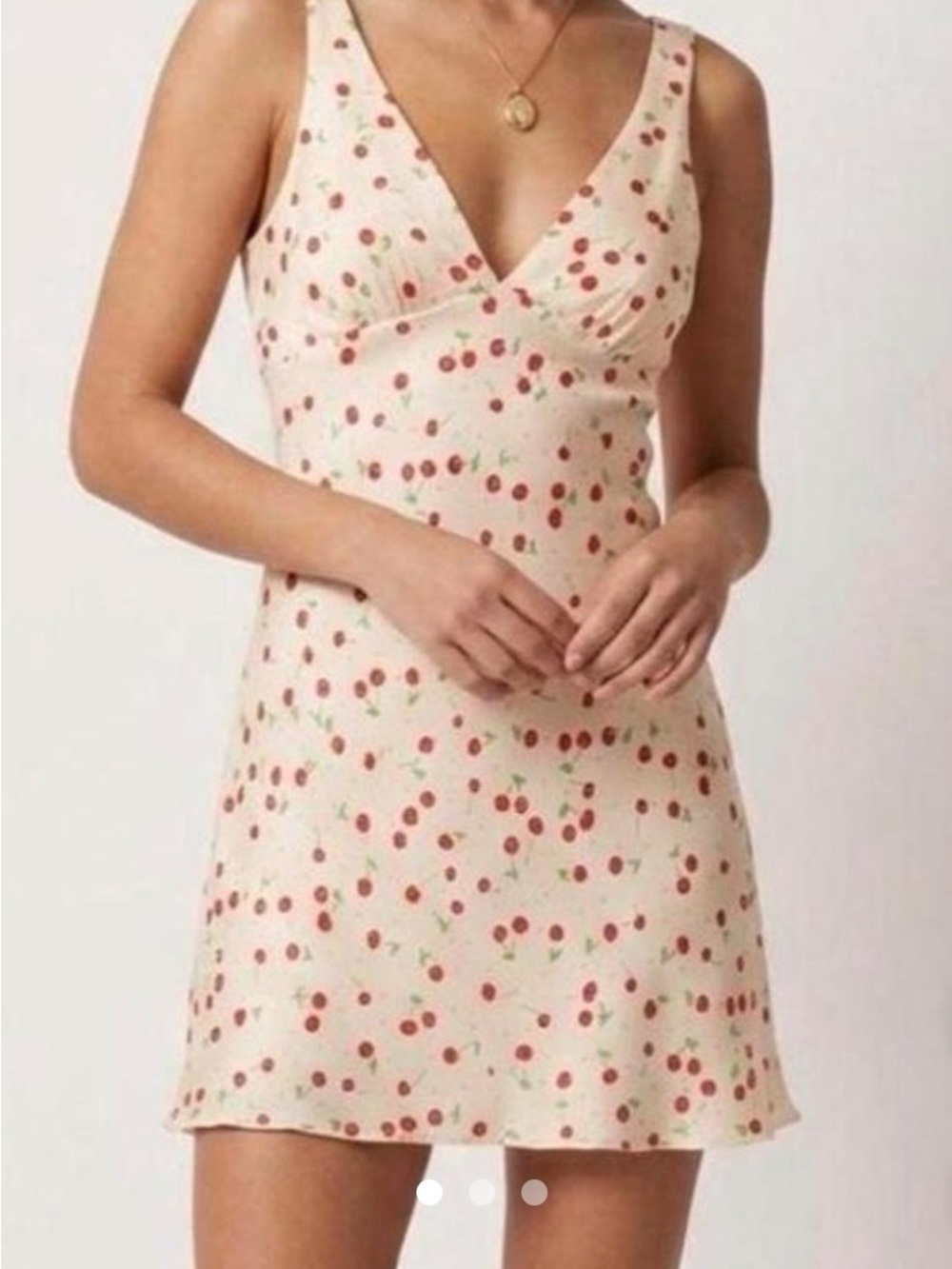 Zara Cherry Print Mini Dress - Satin